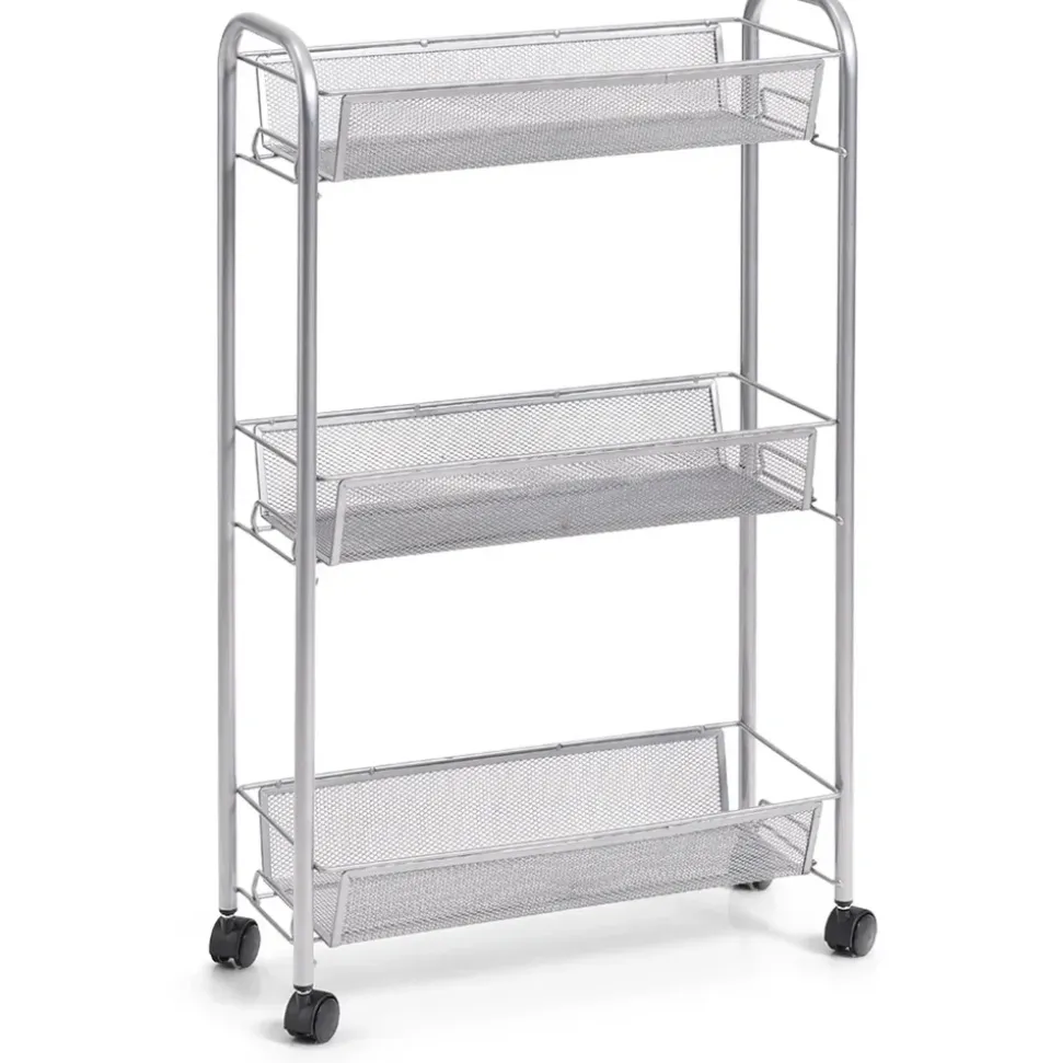 Zeller Rollwagen Mesh 3-lagig 70,5 cm x 17 cm x 44 cm Silber