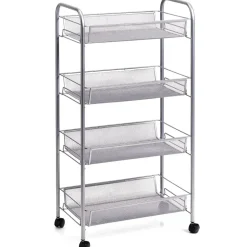 Zeller Rollwagen Mesh 4-lagig 83,5 cm x 26 cm x 42,5 cm Silber